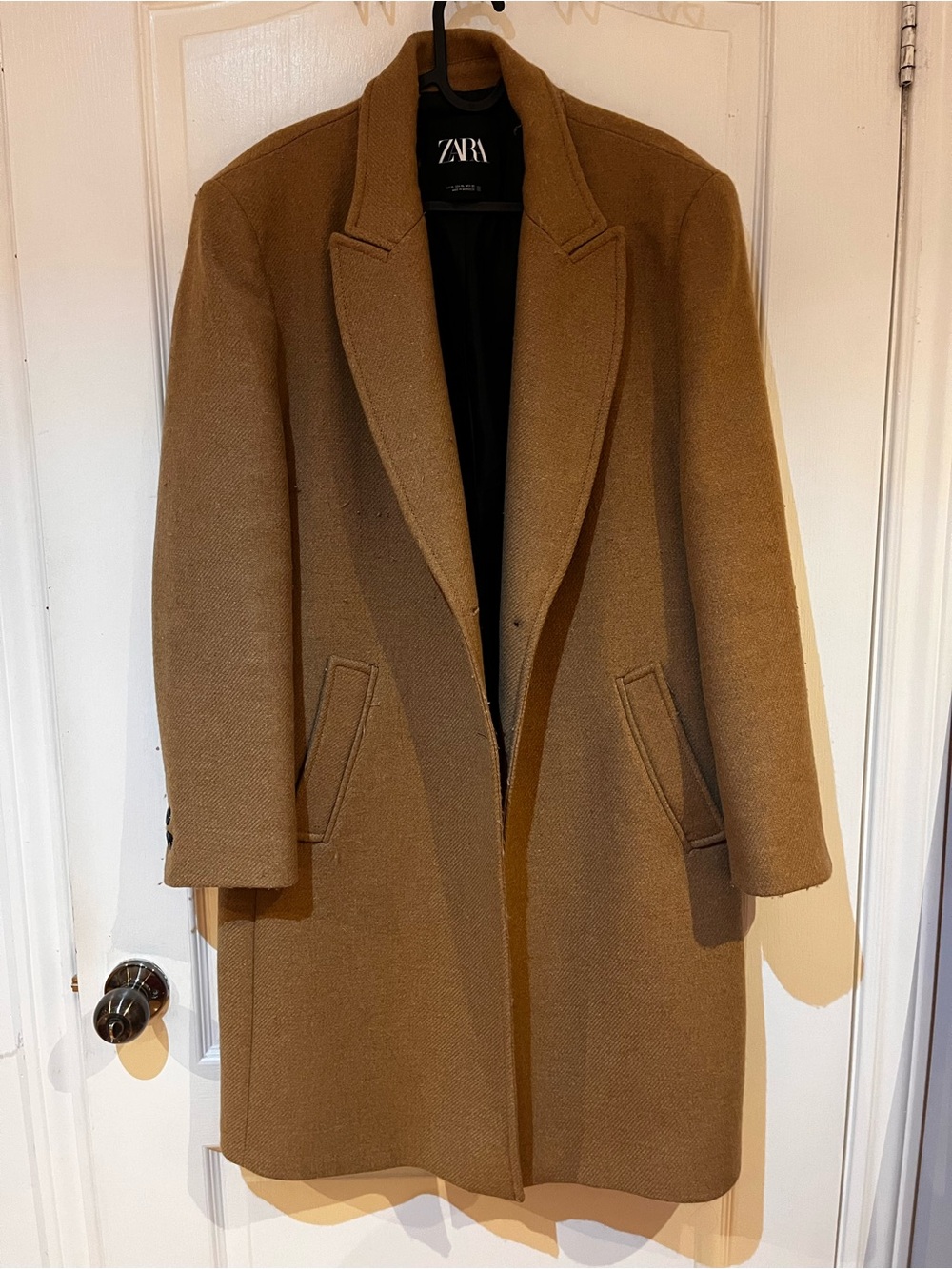 ZARA Tan Wool-Blend Long Coat